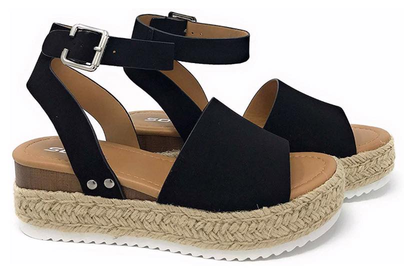 black wedge sandals for women