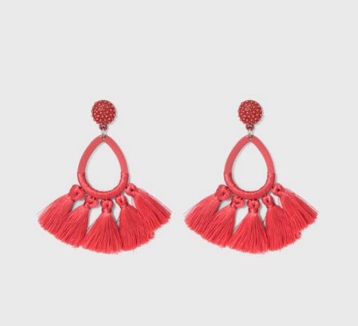 coral tassel earrings 