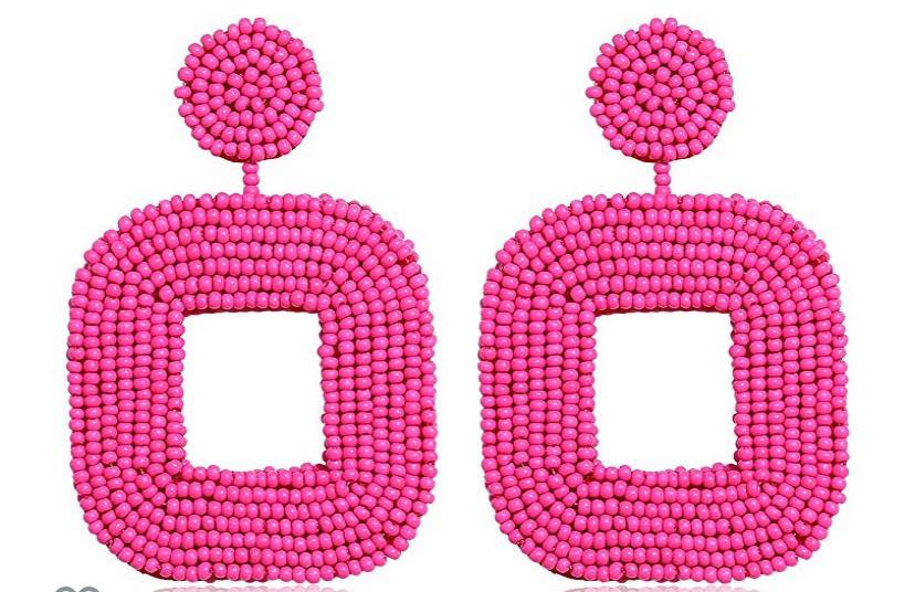 hot pink beaded earrings 