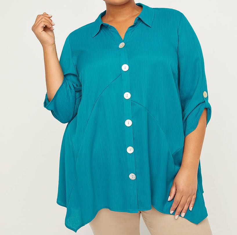 deep water crinkle buttonfront tunic top 