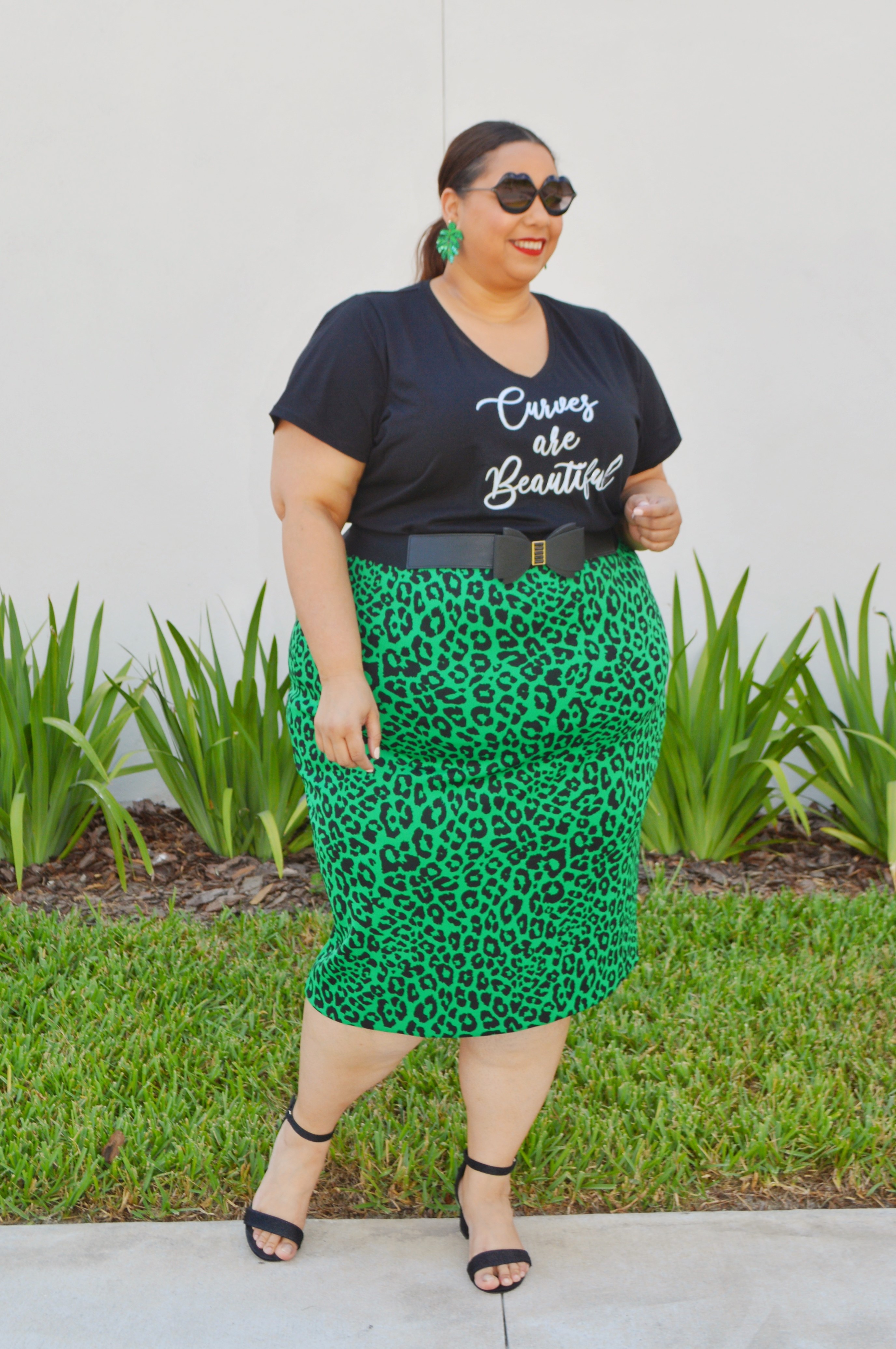 green leopard print skirt
