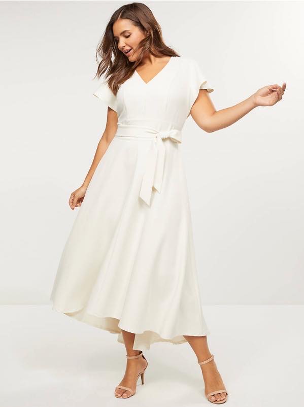 white plus size high low lena maxi dress
