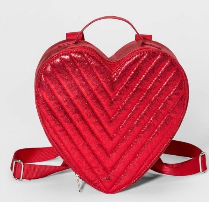 red heart shaped bag 