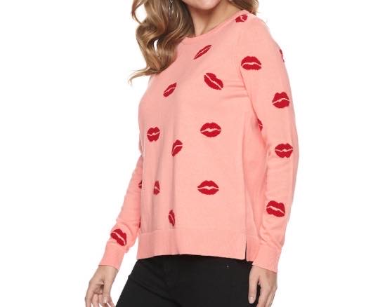 Women's Apt. 9® Long Sleeve Crewneck Valentine's Pullover