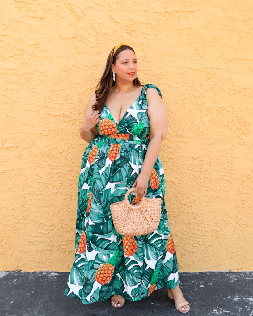 Fashion Blogger Farrah Estrella wearing a pineapple print dress