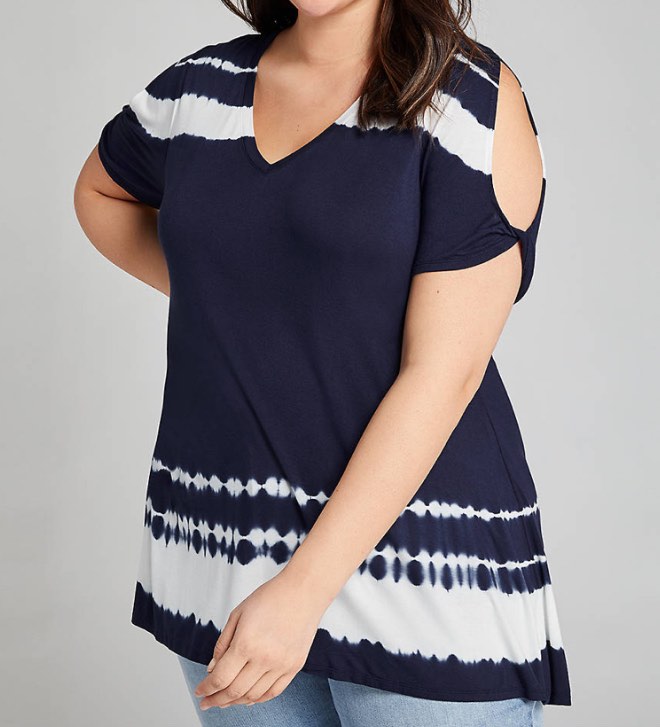 Twisted Cold-Shoulder Swing Tee
