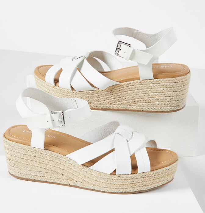 white Espadrille Wedge Ankle-Strap Sandal