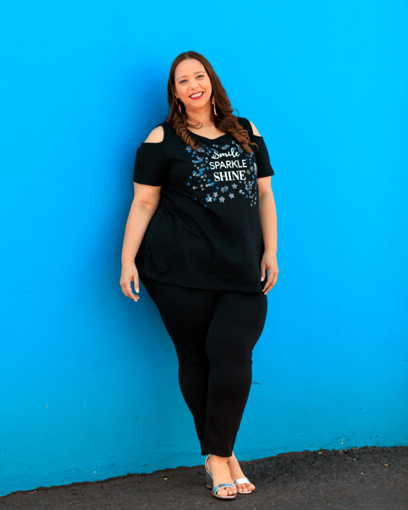 cold shoulder plus size graphic tee 