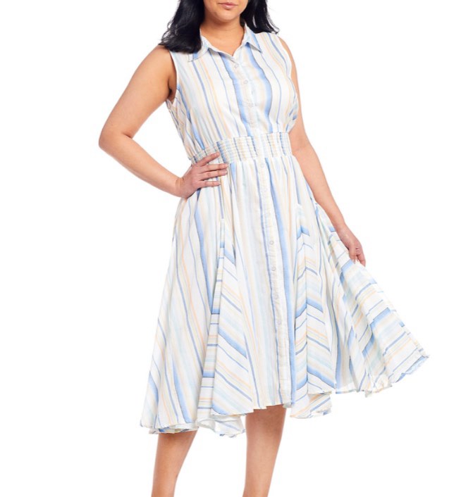 Stripe Print Sleeveless Dress