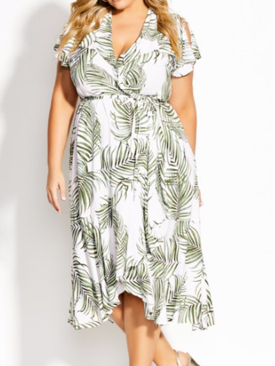 palm print maxi dress