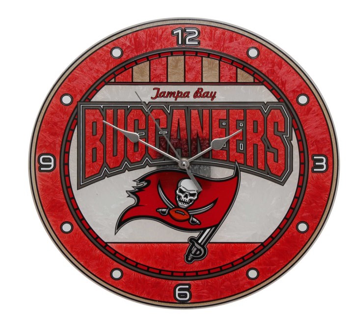 Tampa Bay Buccaneers Art Glass Wall Clock