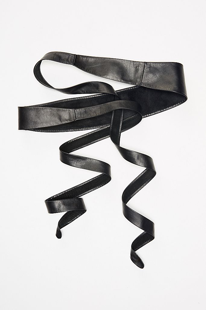 black leather obi belt 