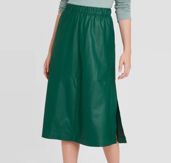 Green Faux Leather Skirt