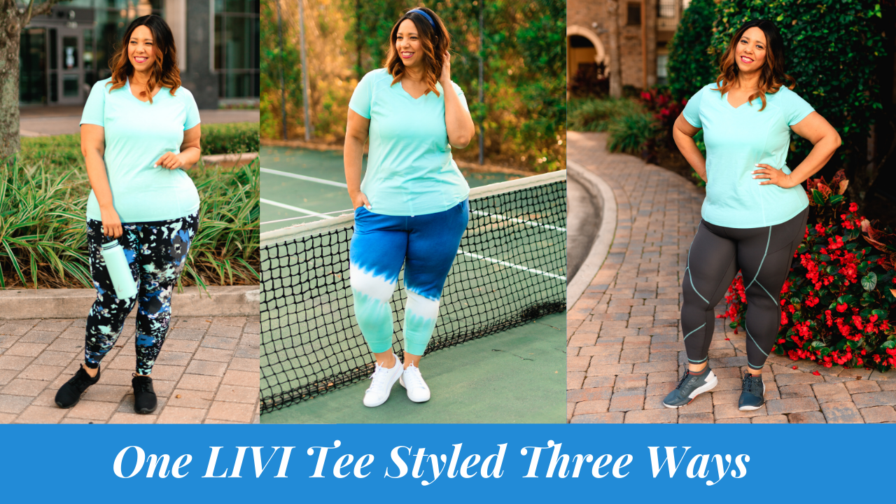 one live activewear tee styled three ways