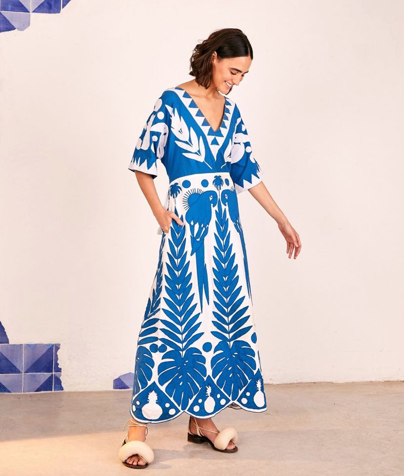 Blue Patchwork Embroidered Dress