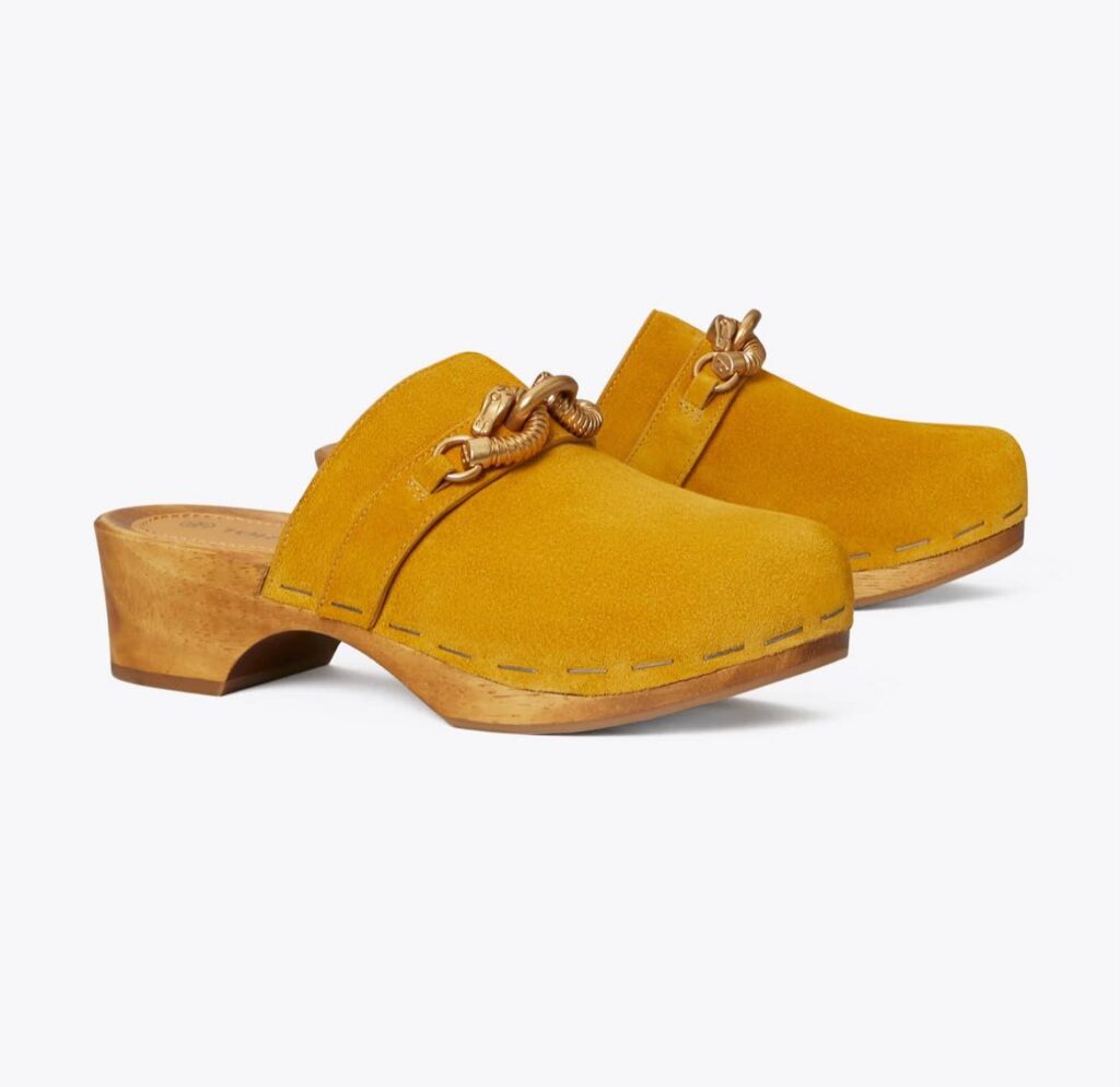 yellow suede clogs