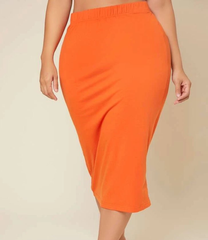 orange pencil skirt