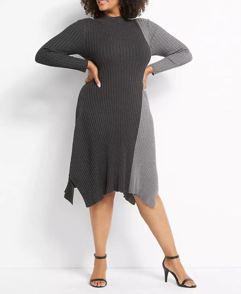 shades of gray colorblock sweater dress