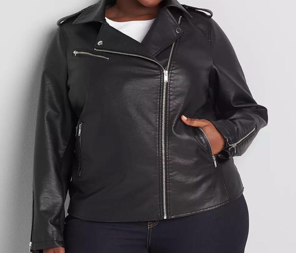 black Faux-Leather Moto Jacket