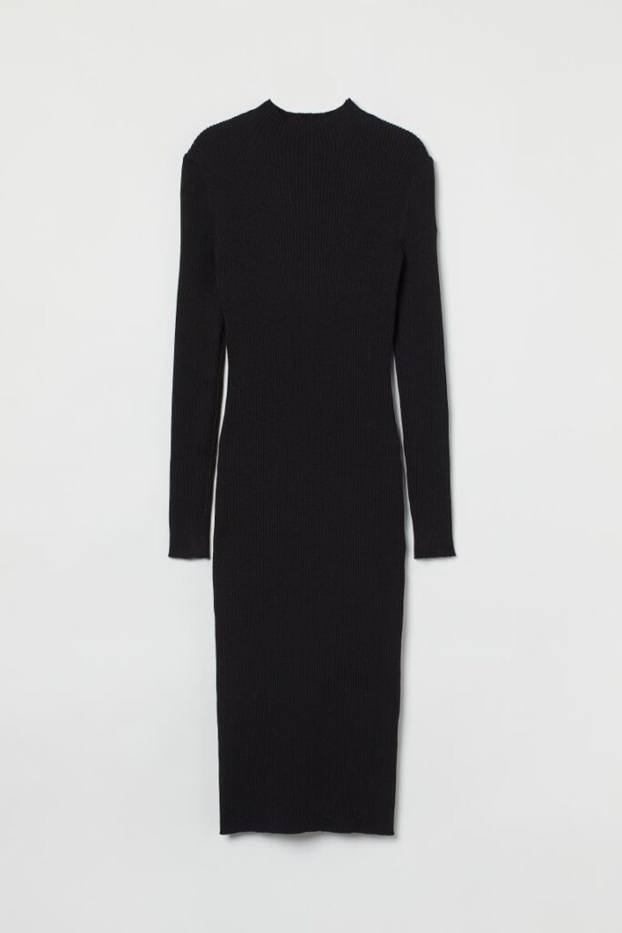 black Rib-knit Dress