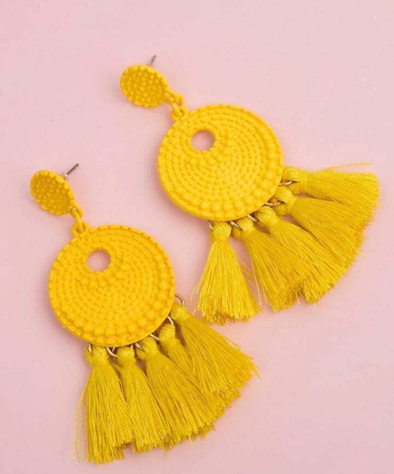 yellow tassel earrings 