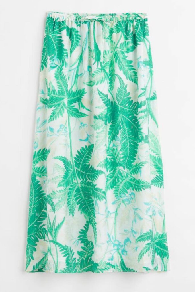 palm print calf-length skirt