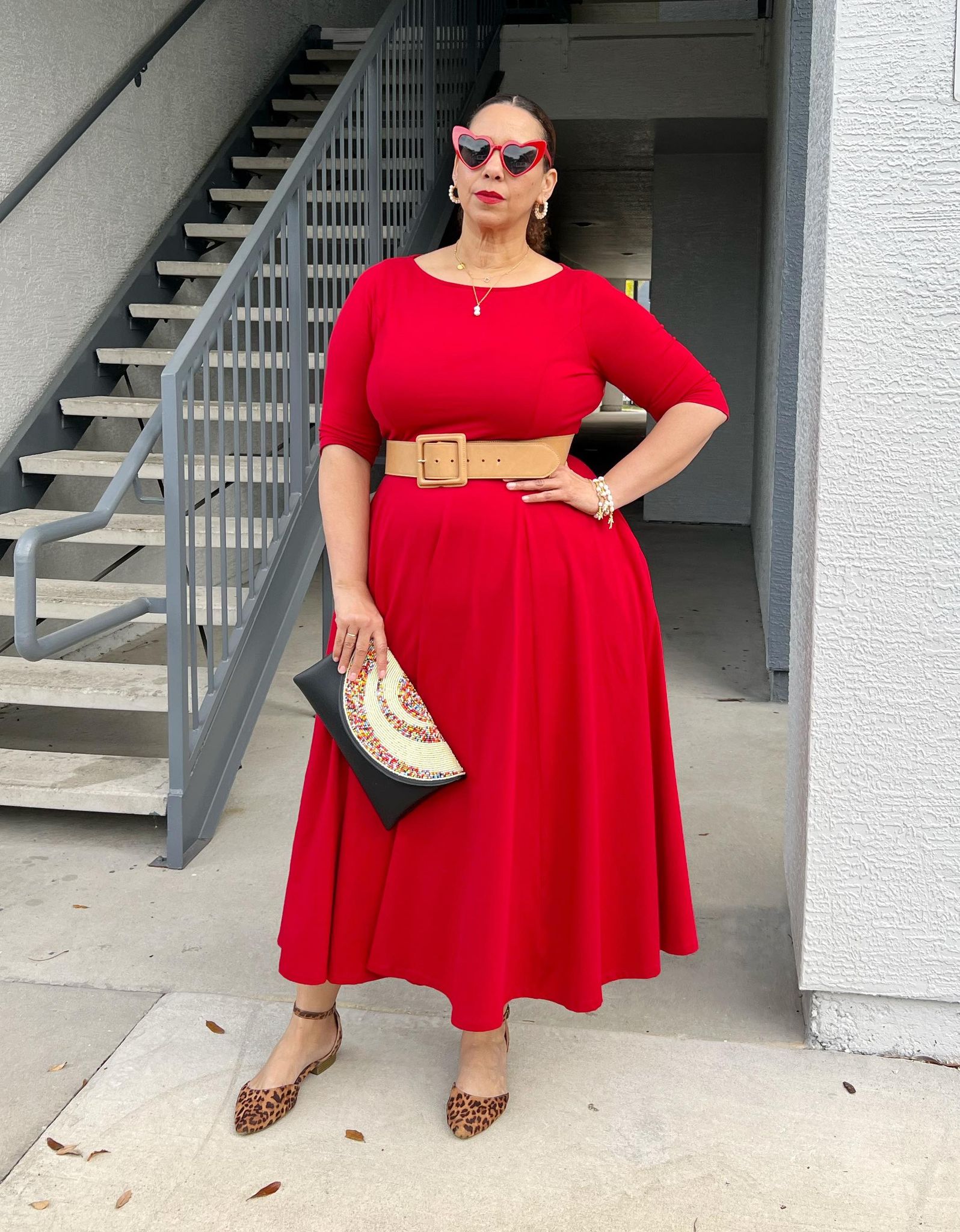 red plus size dress
